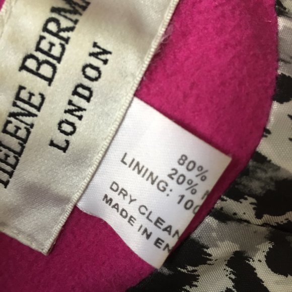 Helene Berman London Hot Pink Wool Coat Large - Picture 6 of 8
